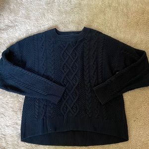 Dark blue cable knit sweater